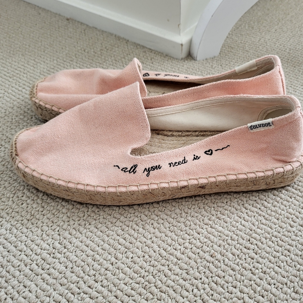 Peach colored All You Need Is Love Espadrilles